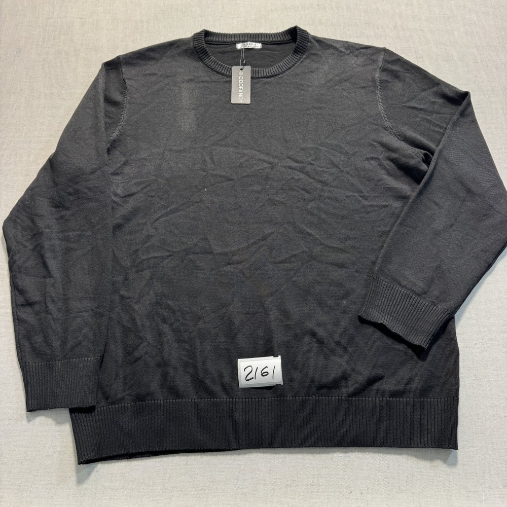 COOFANDY Crewneck Sweater Mens Sz XXL Black New With Tags